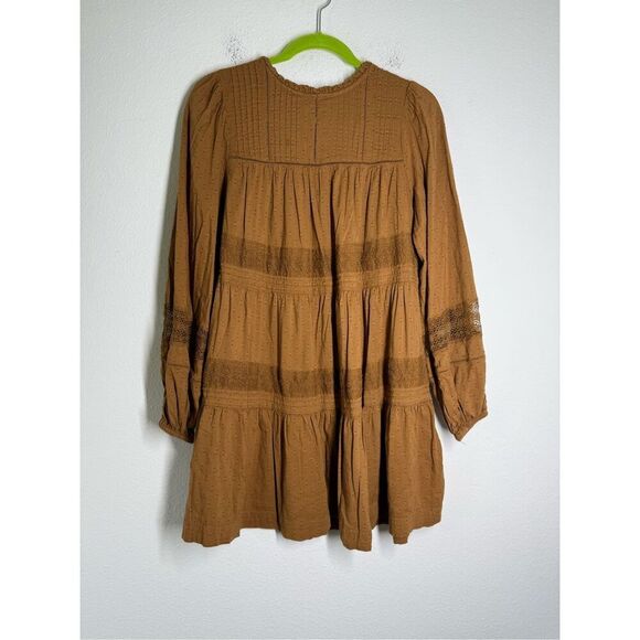 Old Navy Long-Sleeve Pintucked Clip-Dot Mini Swing Dress Size S - Picture 2 of 9